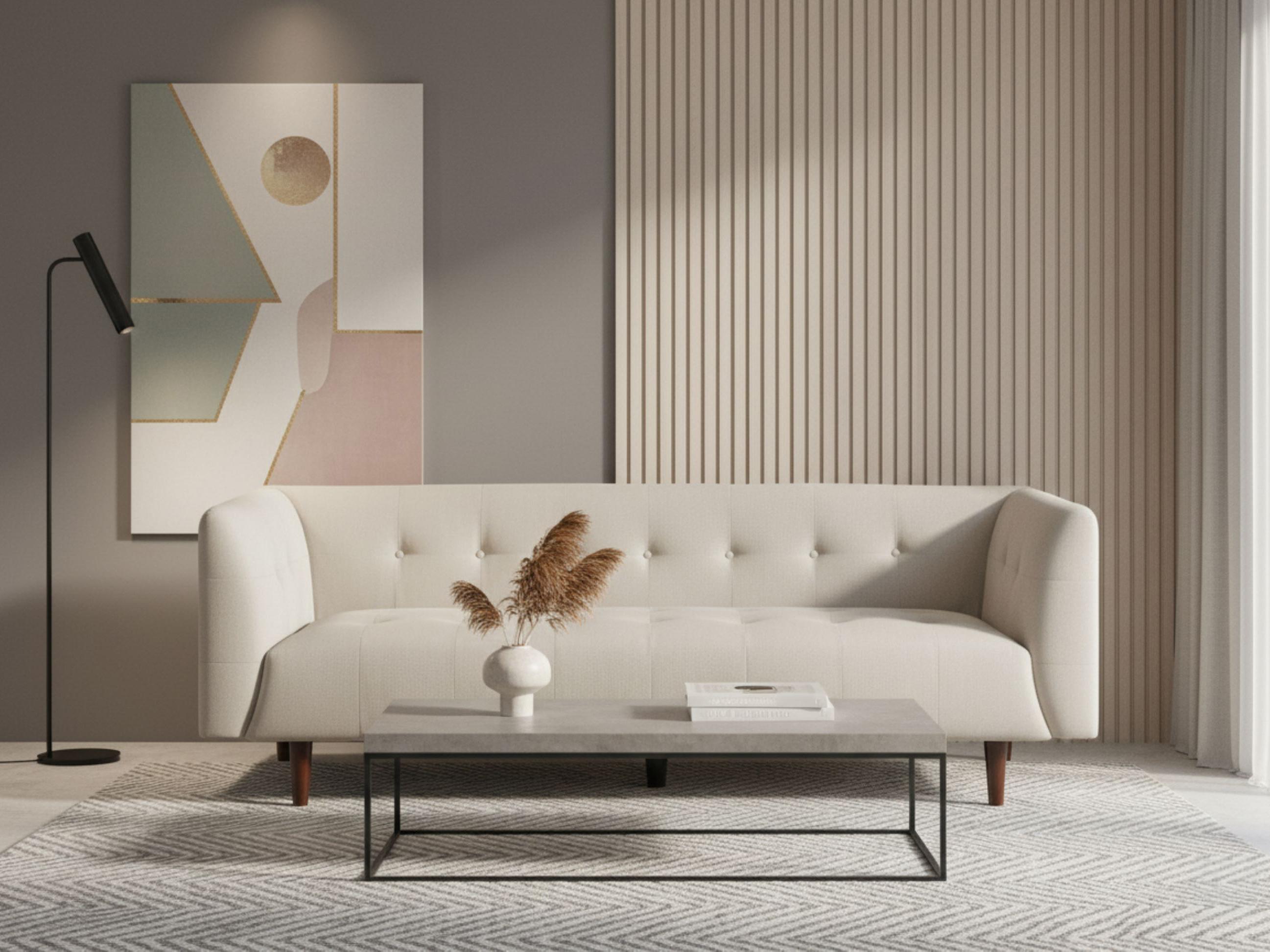 Bank 3-zits BYSKE Stof Lichtbeige