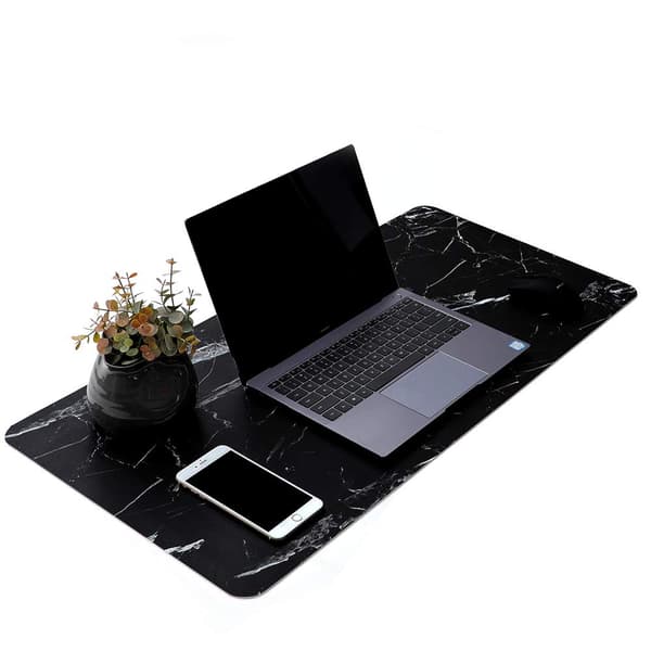 INF Skrivebordsbakgrunn 89x44 cm PU-skinn Sort / Marmor