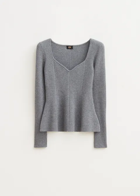 Trui peplum grijs (GRS.MEL)