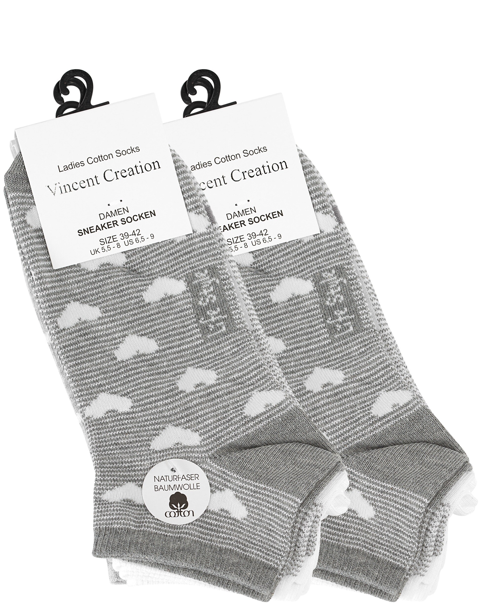 Vincent Creation® Sneaker Socken 8 Paar, mit Herzmotiv