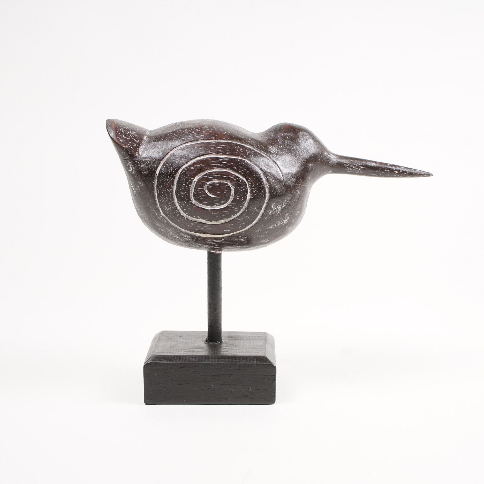 Holz-Skulptur 'Fat Bird' auf Sockel, braun, H 25 cm, B 30 cm, L 12 cm von fischer's lagerhaus