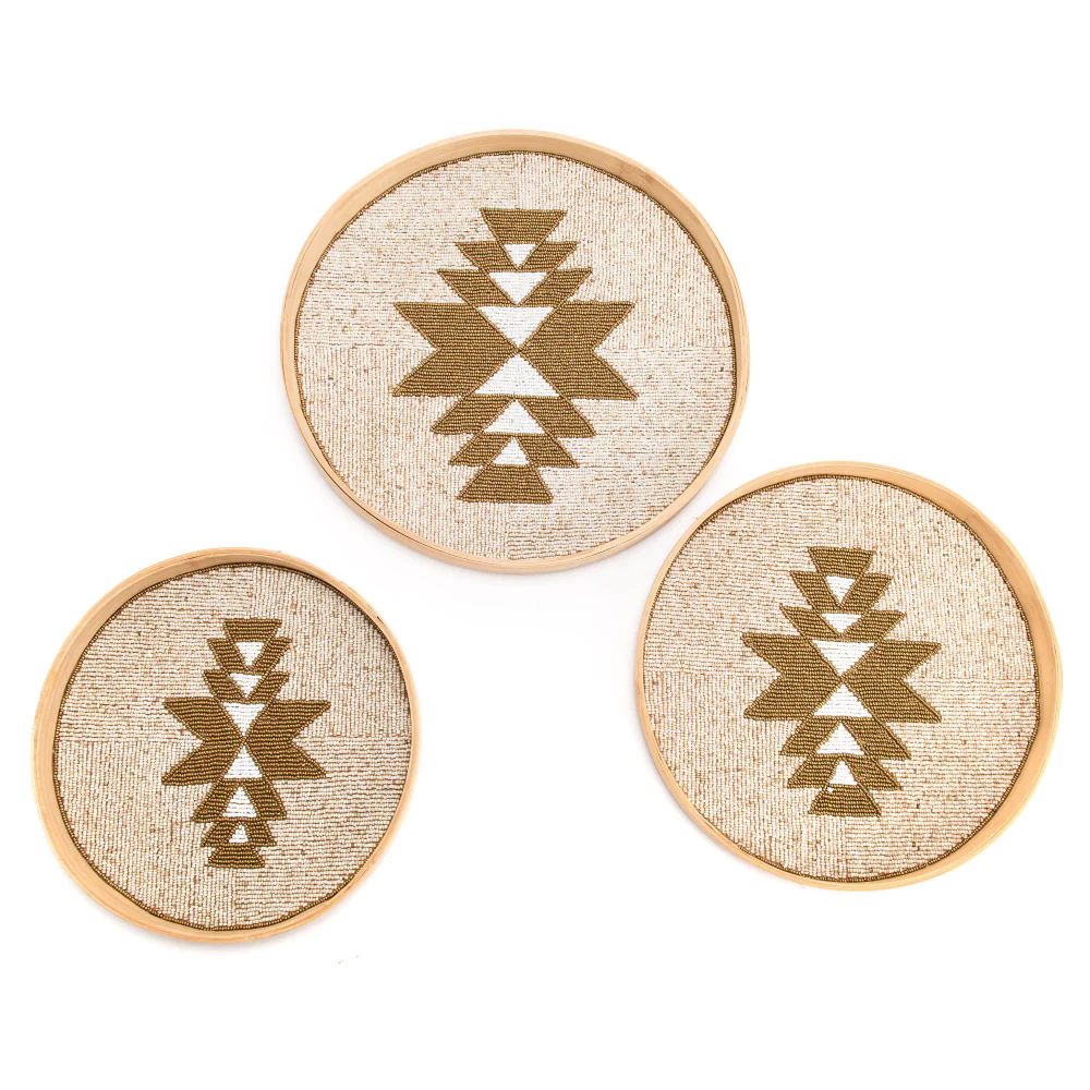 Set de 3 plateaux déco perles Amadeus