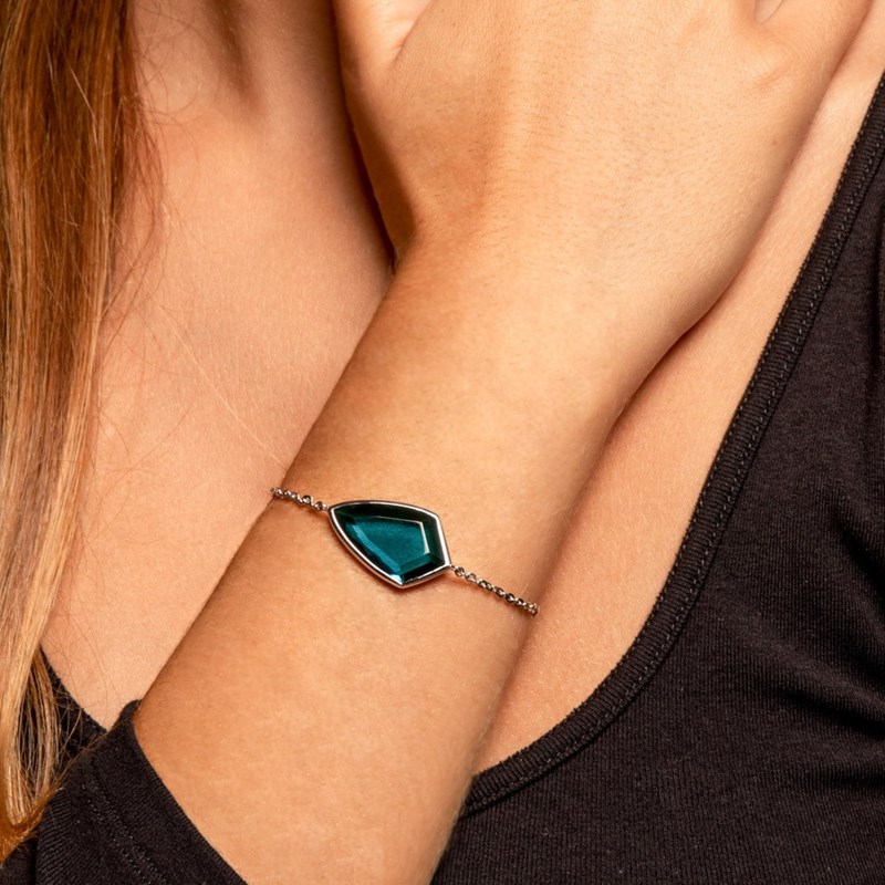 Bracelet Blason Argent Bleu