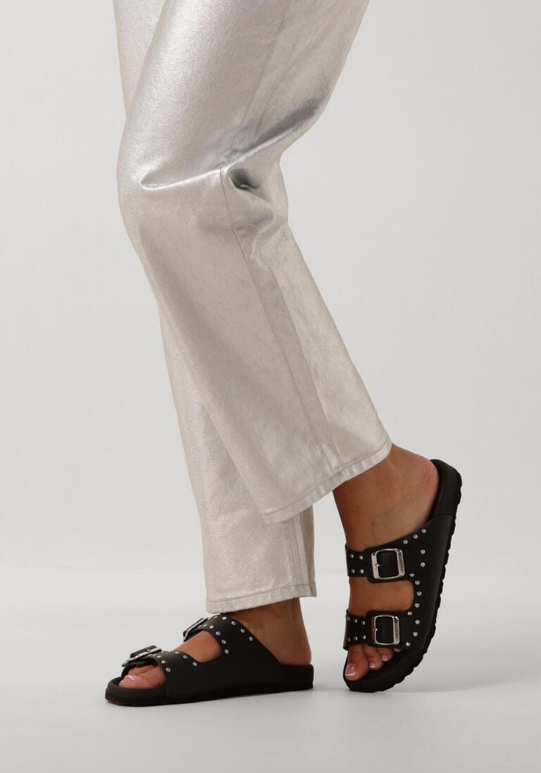 zwarte lina locchi slippers 2 gesp slipper met studs