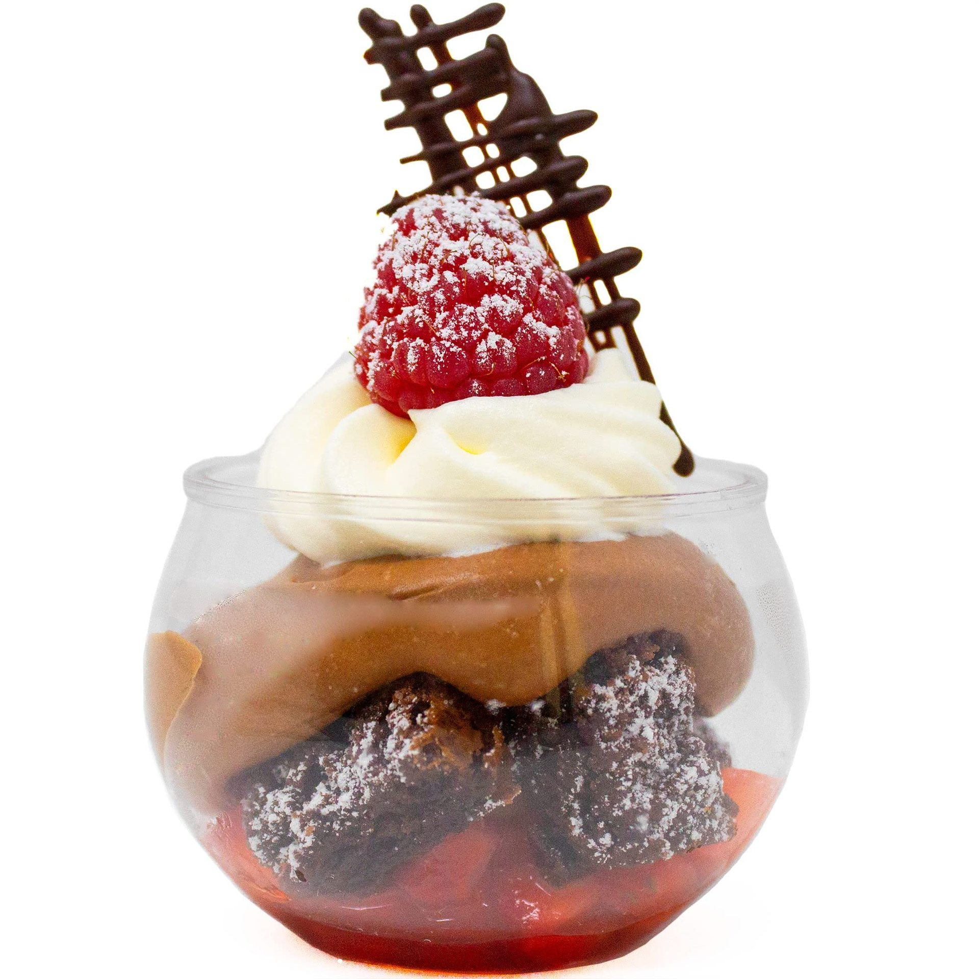 (10er Set) Ø5x4cm Einweg Mini Dessert Kugel Becher Party Geschirr Schälchen für Glacé / Mousse / Pudding - Transparent