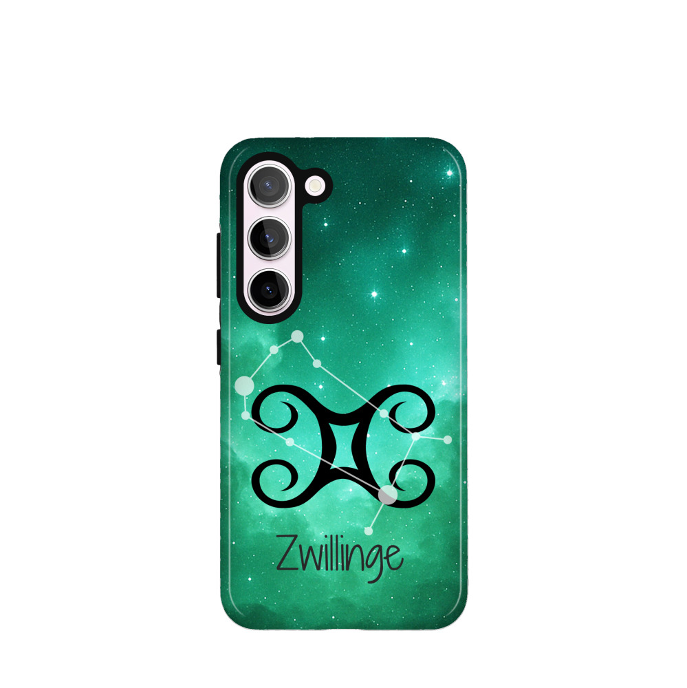 Samsung Galaxy S23 5G Hybrid (Kunststoff / Gummi) Hülle Zwillinge 2 - Grün