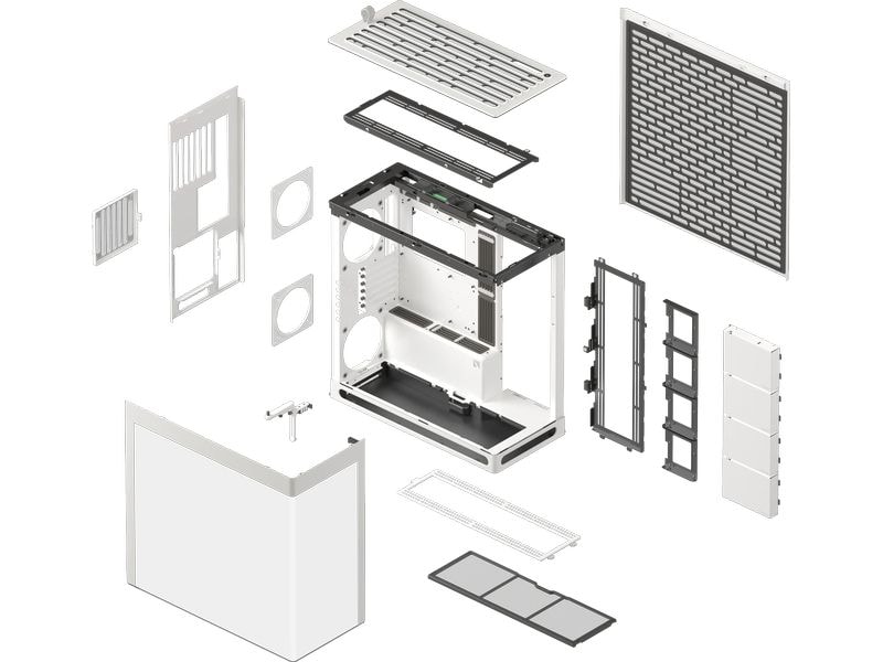 HAVN PC-Gehäuse HS 420 Weiss Modulares Midi-Tower-Gehäuse mit vertikalem GPU-Mount und grosszügigem Airflow-Design