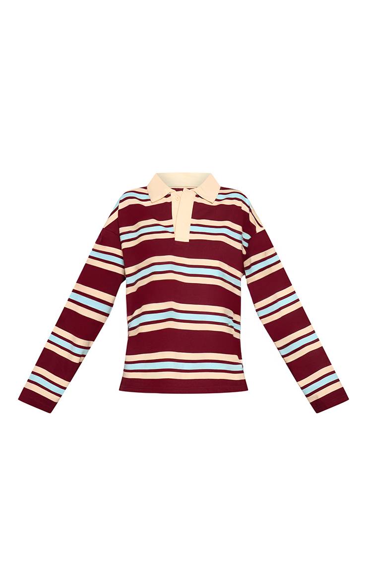 Rouge Bordeaux Polo Rayé