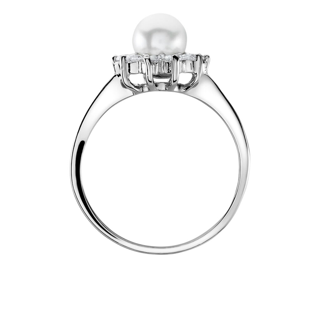 Bague Argent Blanc Cheri Perle De Culture Oxydes De Zirconium