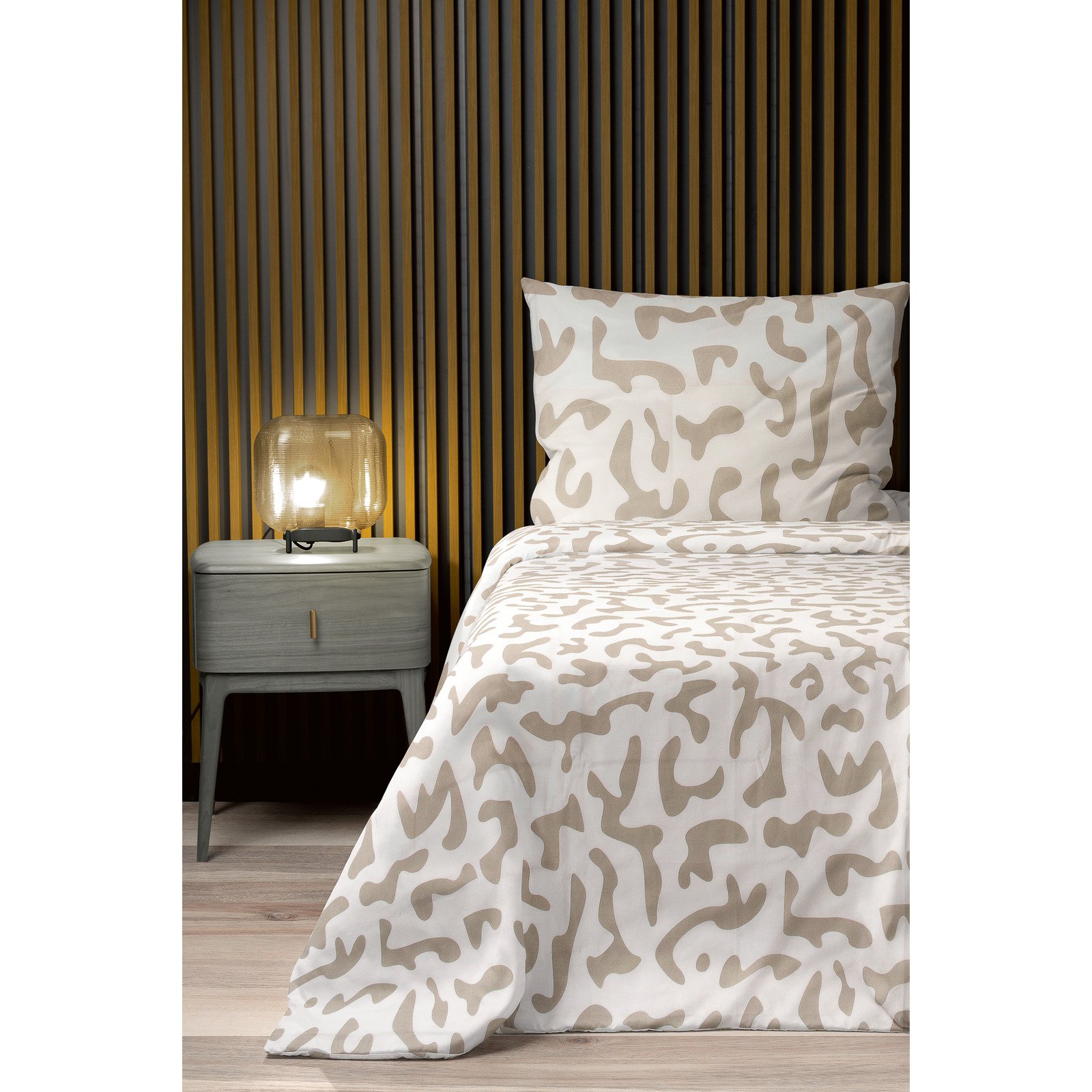 Bettwäsche Renforcé Leo beige 160x210 65x100 Bettanzug Nord