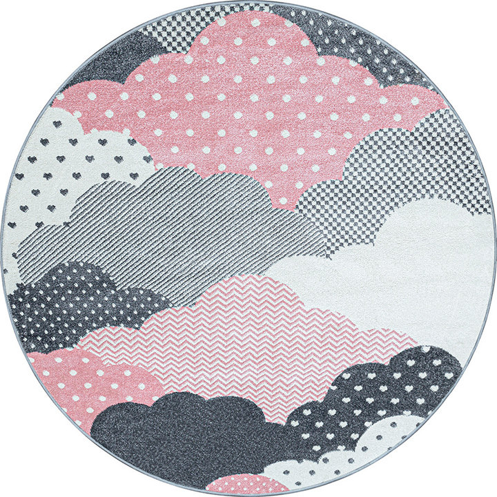 Rond Kindervloerkleed - Bambi Wolken Roze | Speels