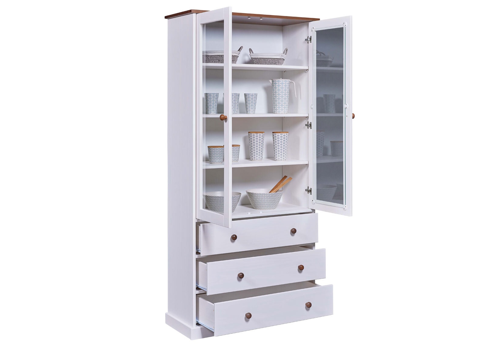 Vitrine JACOB weiß Massivholz
