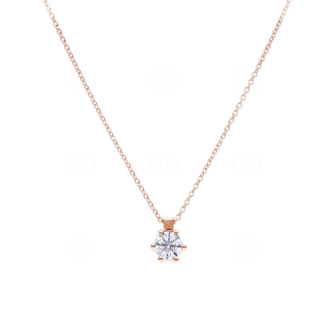 Collier mit Anhänger 750/18 K Roségold mit GIA-Diamant 0.70 ct H/si in 6-Griff