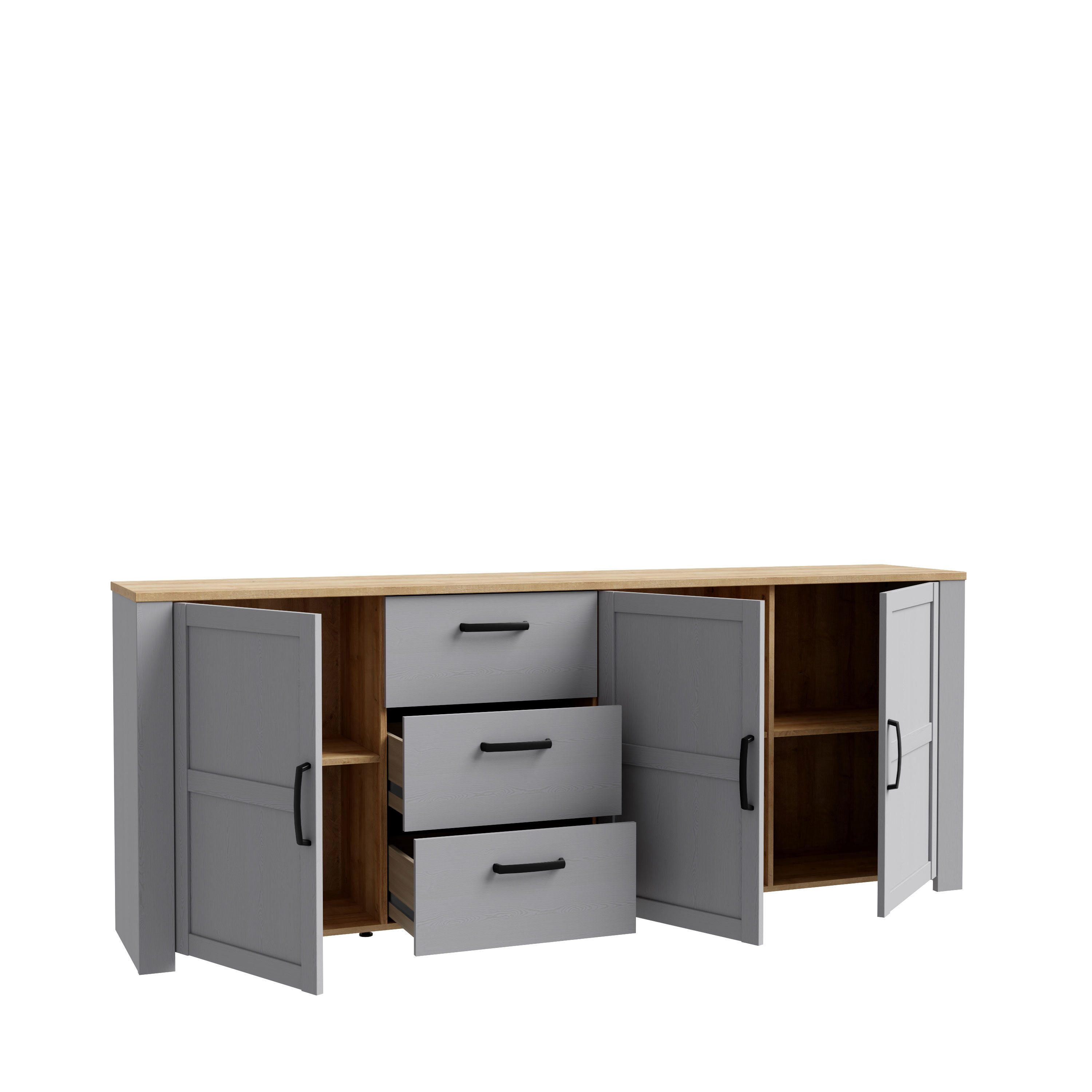Sideboard - Eiche grau - Riviera Eiche - 221 cm breit