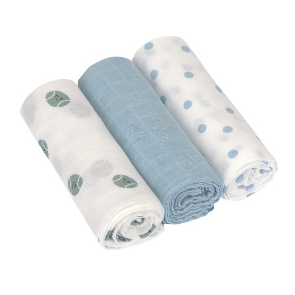 Lässig Tiny Team Swaddle - 3 Stuks - 80 x 80 cm - Heavenly Soft - Pale Blue