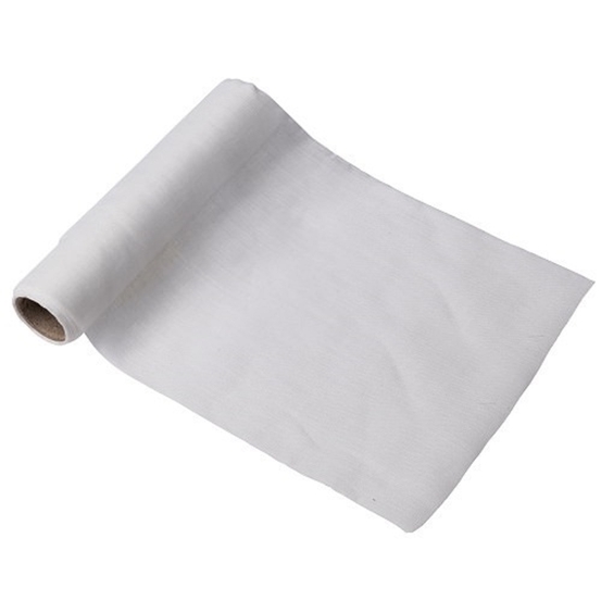 Chemin de table lavable en tissu de mousseline blanc - 28cmx5m