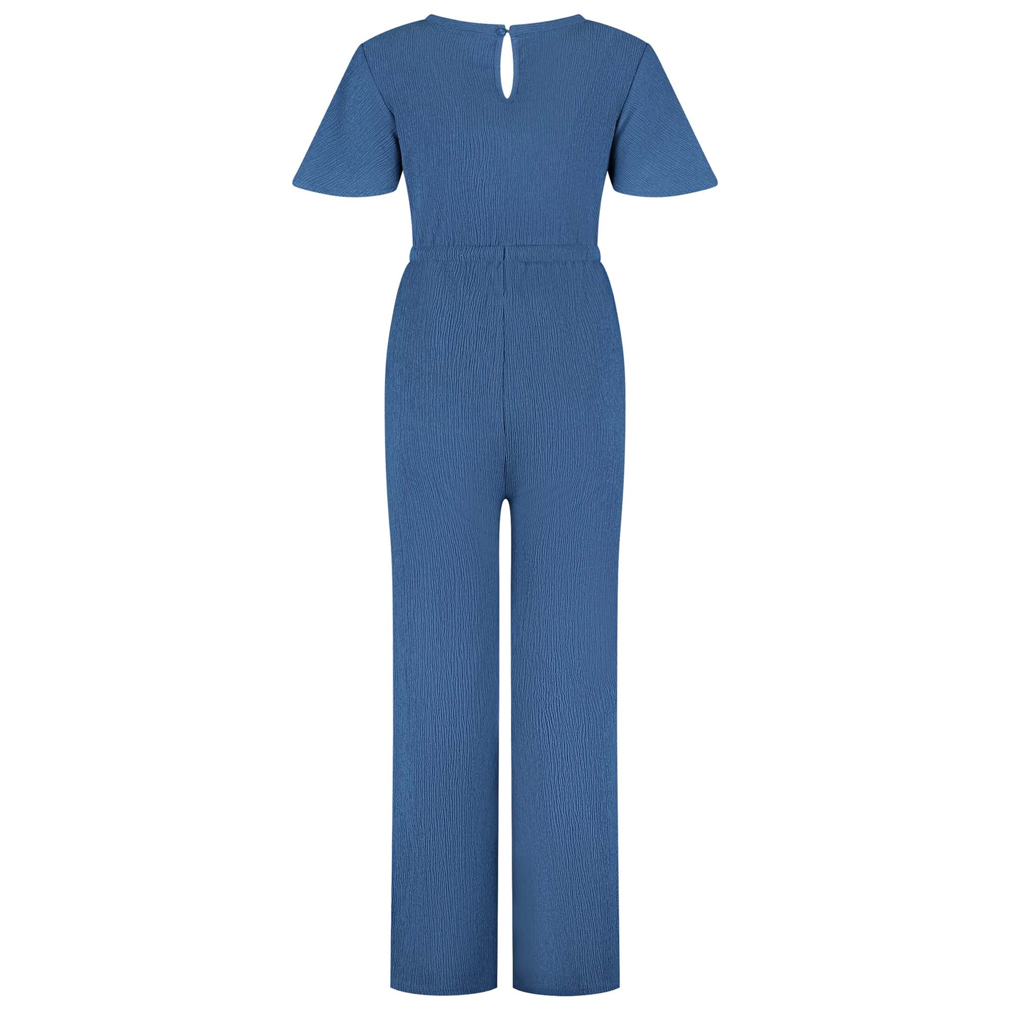 Prénatal zwangerschapsjumpsuit korte mouwen effen blauw
