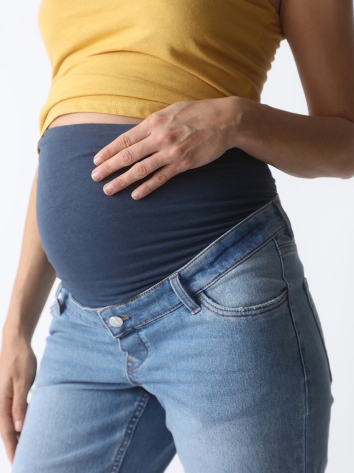 Calça jeans reta para gestantes - Índigo