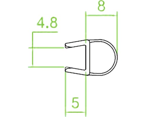 Balgprofiel geschikt voor 6mm glas, lengte 2010 mm