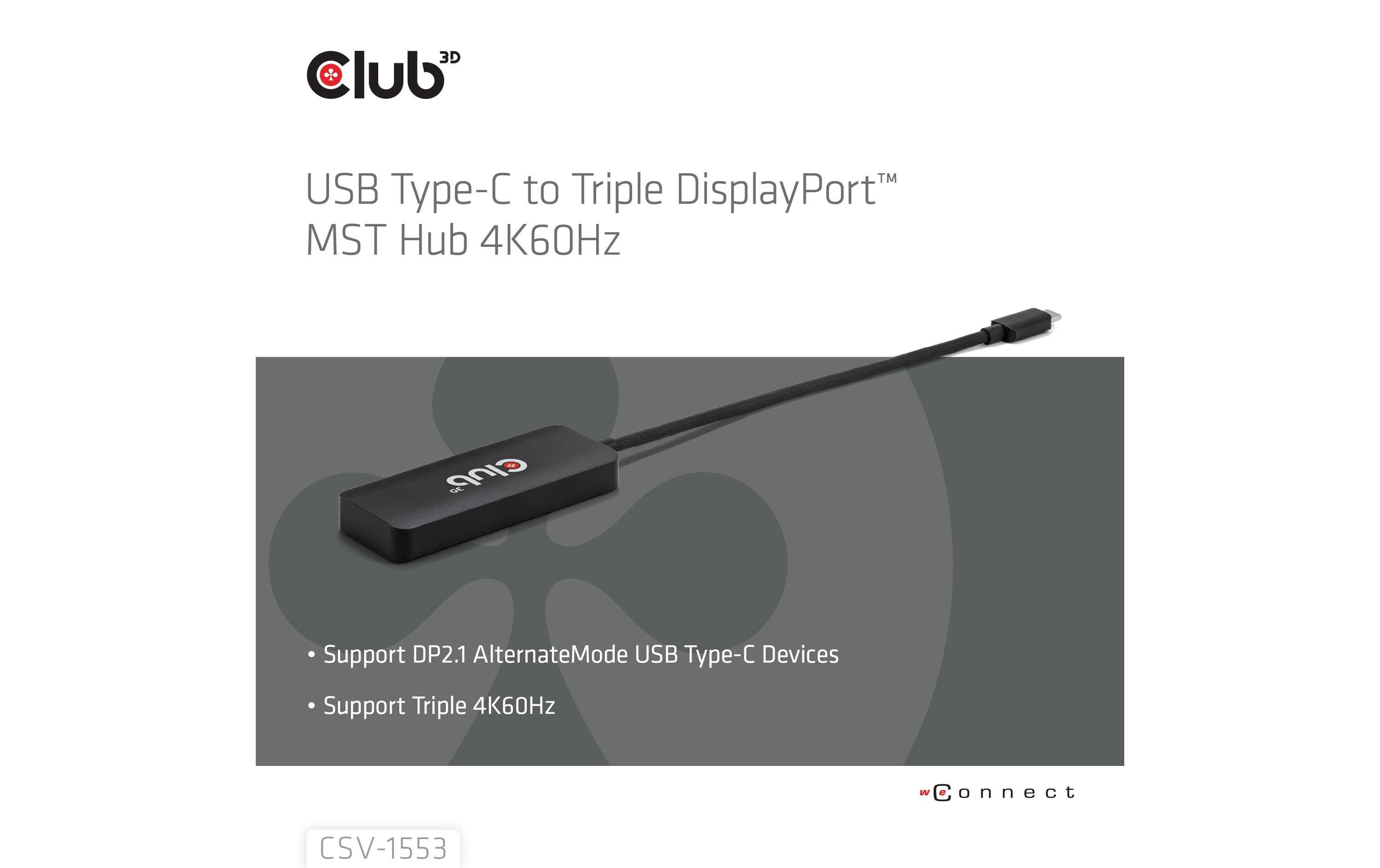 Adapterkabel CSV-1553 MST Hub USB Type-C - DisplayPortUSB Typ-C Hub auf 3x DisplayPort
