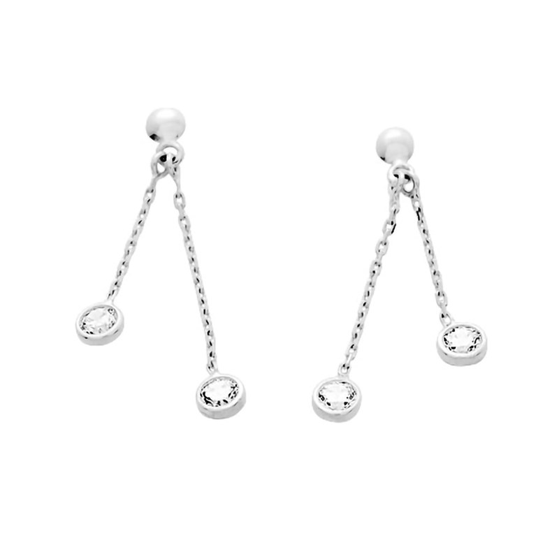Boucles d'oreilles femme pendantes - Oxyde de zirconium - Or 18 Carats
