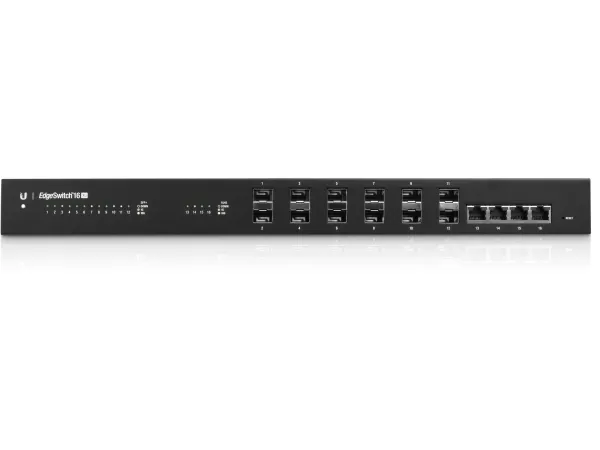 Ubiquiti EdgeSwitch ES-16-XG - Switch - L3 - Administreret - 12 x 10 Gigabit SFP    4 x 10 Gigabit Ethernet - monterbar på stativ - AC 120/230 V / DC 16 - 25 V