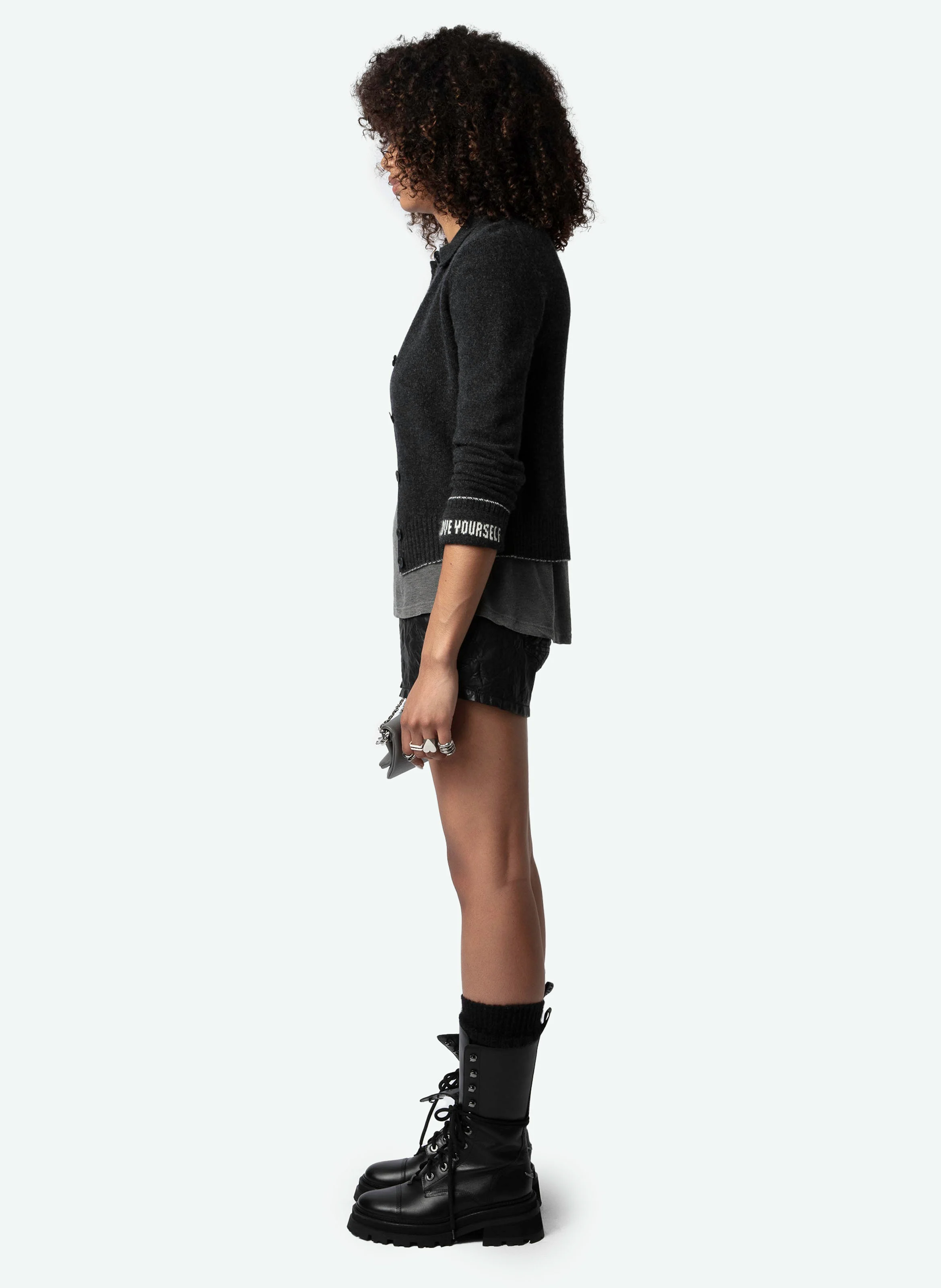 VOLTIA - Cardigan droit en cachemire | Gris