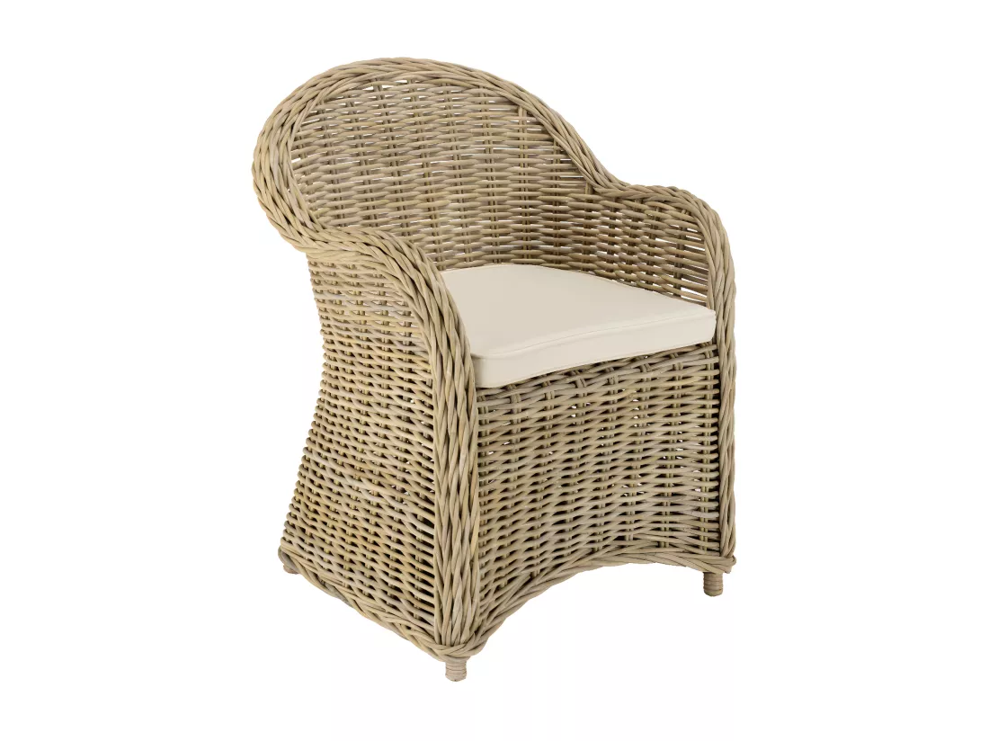KALLY - Fauteuil en kubu avec coussin d'assise blanc