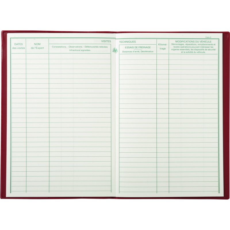 Carnet d'entretien pour véhicules de transports de marchandises - Modèle officiel - Format 21x13,5 cm