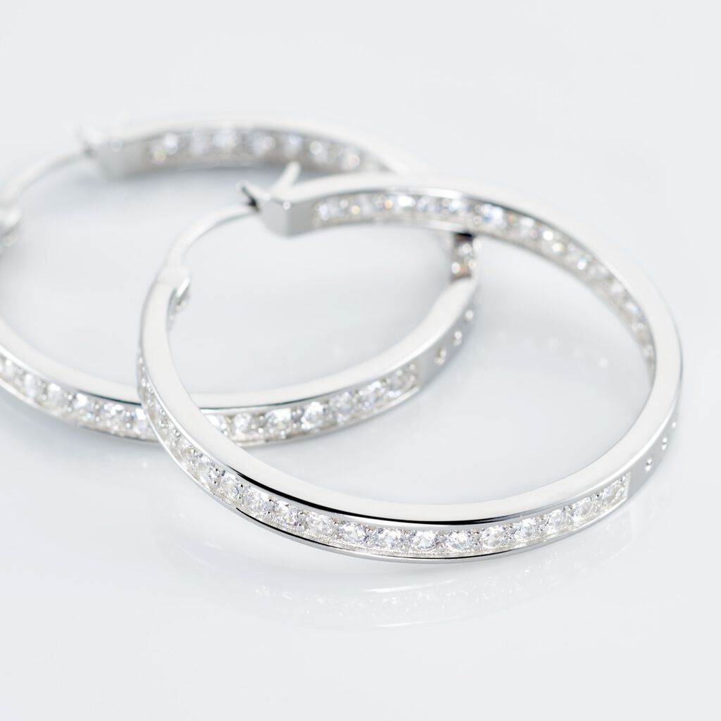 Créoles Django Argent Blanc Oxyde De Zirconium