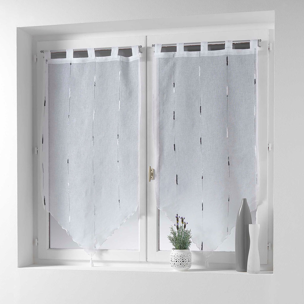 Paire de vitrages à passants CHENILLA gris 60x120cm
