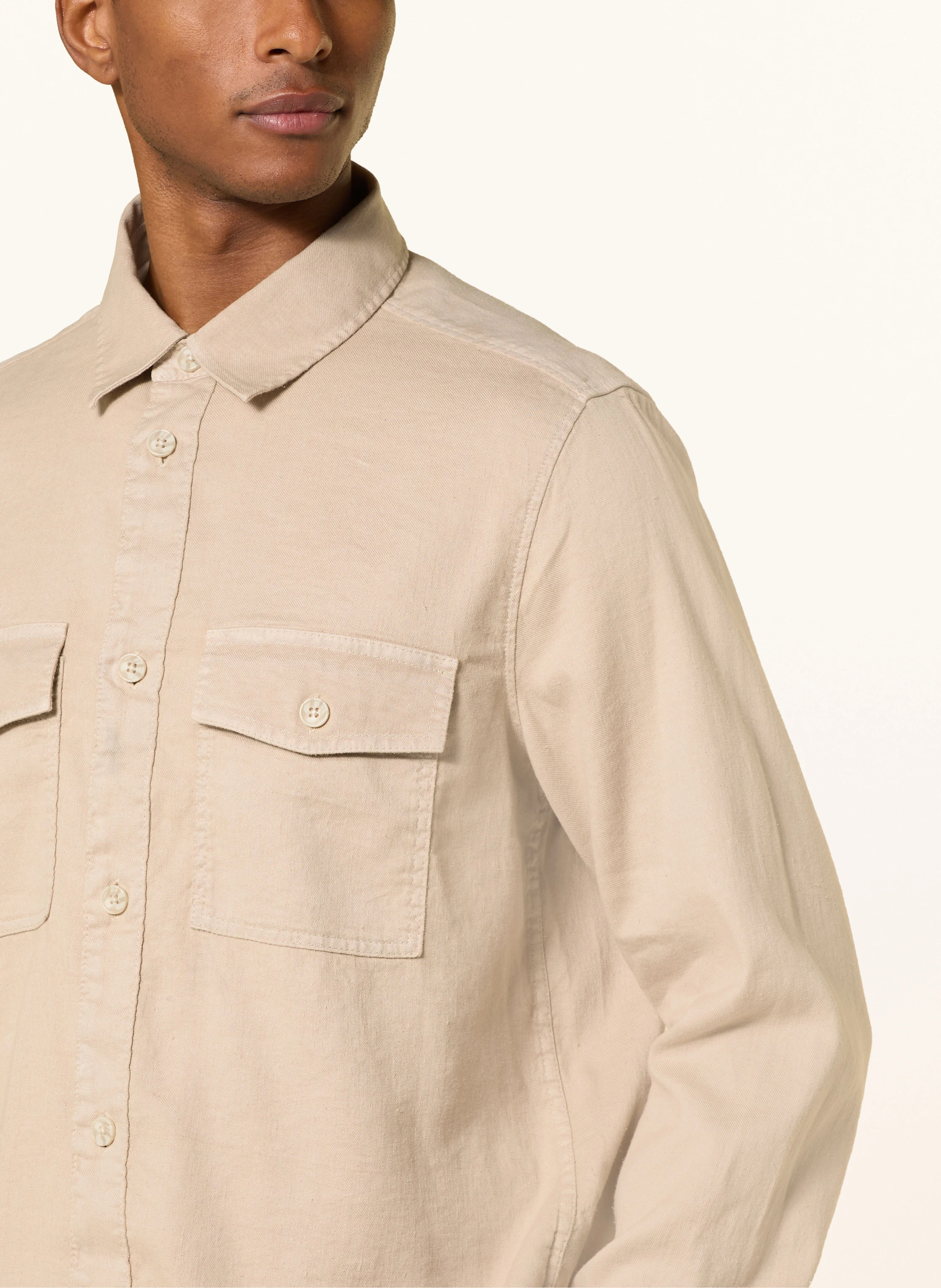 OLYMP Overshirt Casual regular fit mit Leinen