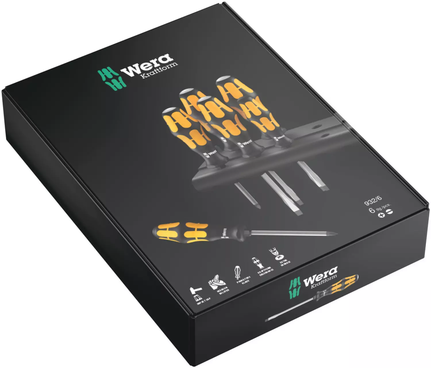 Wera 05018282001 6 delige Kraftform Plus Schroevendraaierset met slagkop - S/PH