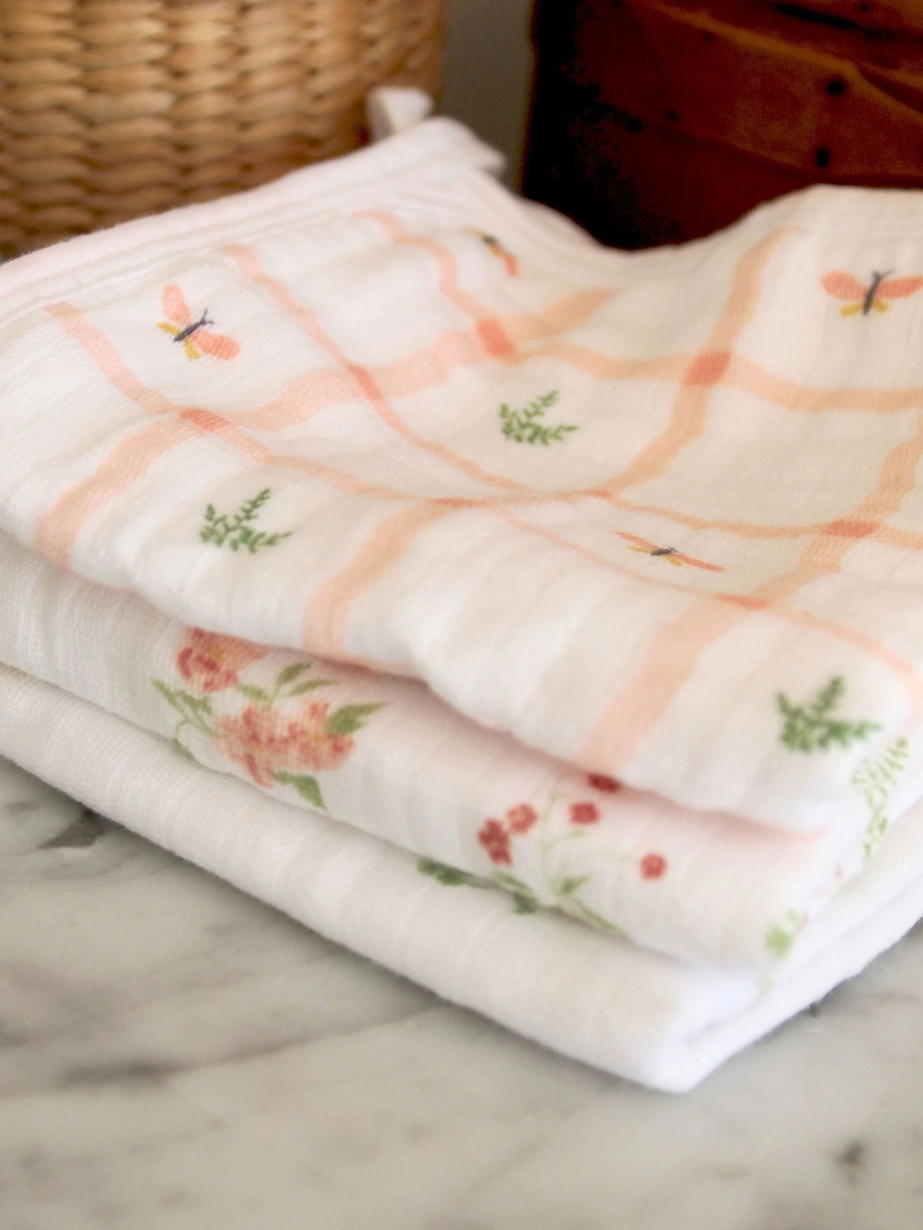 aden + anais Essentials Country Floral set van 3 katoenen mousseline washandjes, 100% katoen