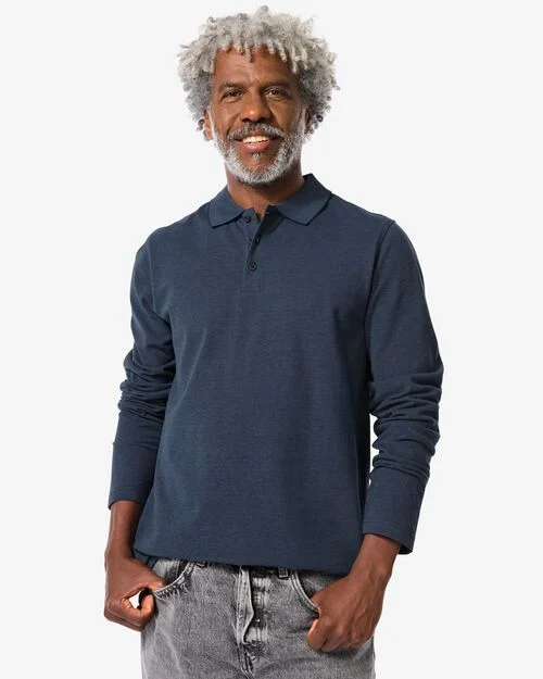 polo homme piqué bleu foncé