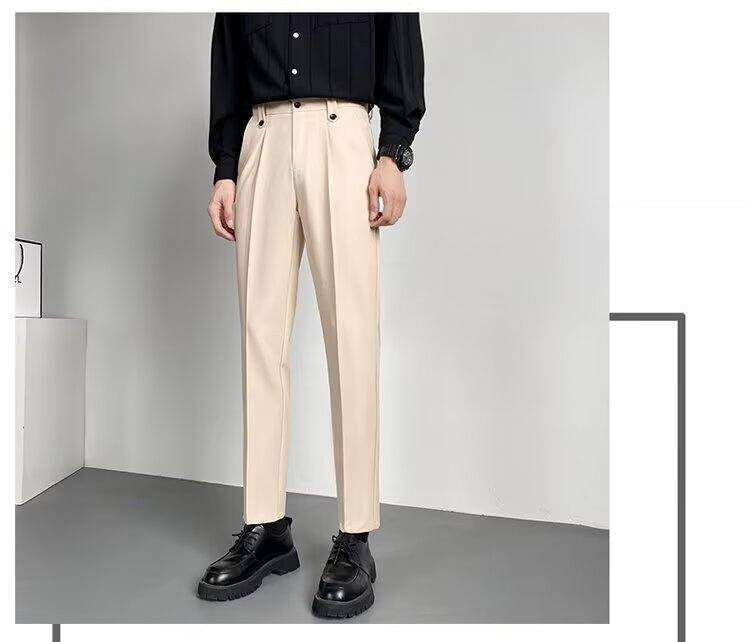 Bay Go Mall - Mid Rise Plain Cropped Tapered Dress Pants