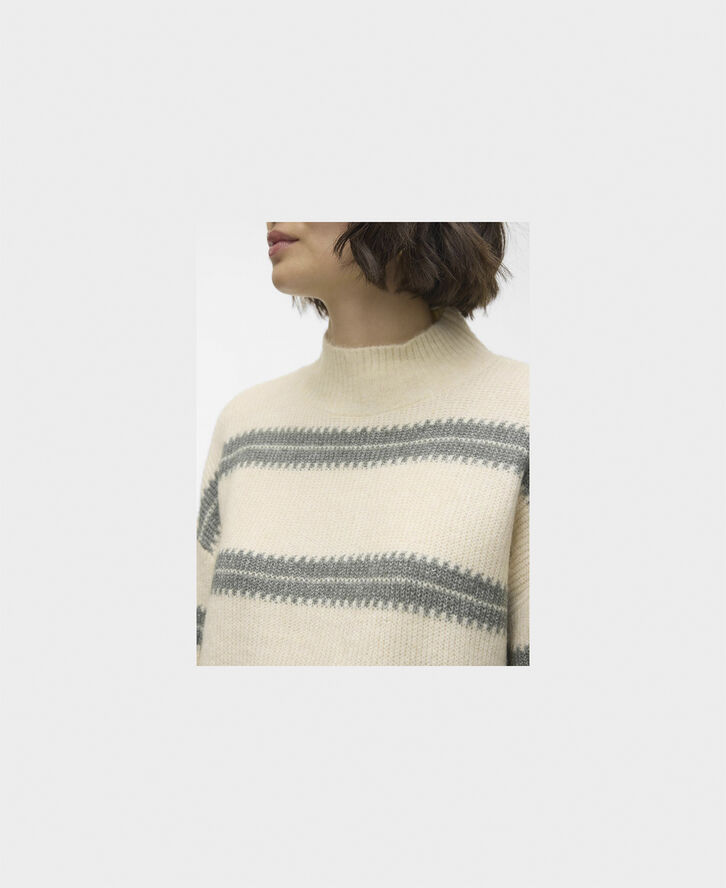 Vero Moda VMDAZZLE LS HIGHNECK PULLOVER GA BO Birch/w. balsam green