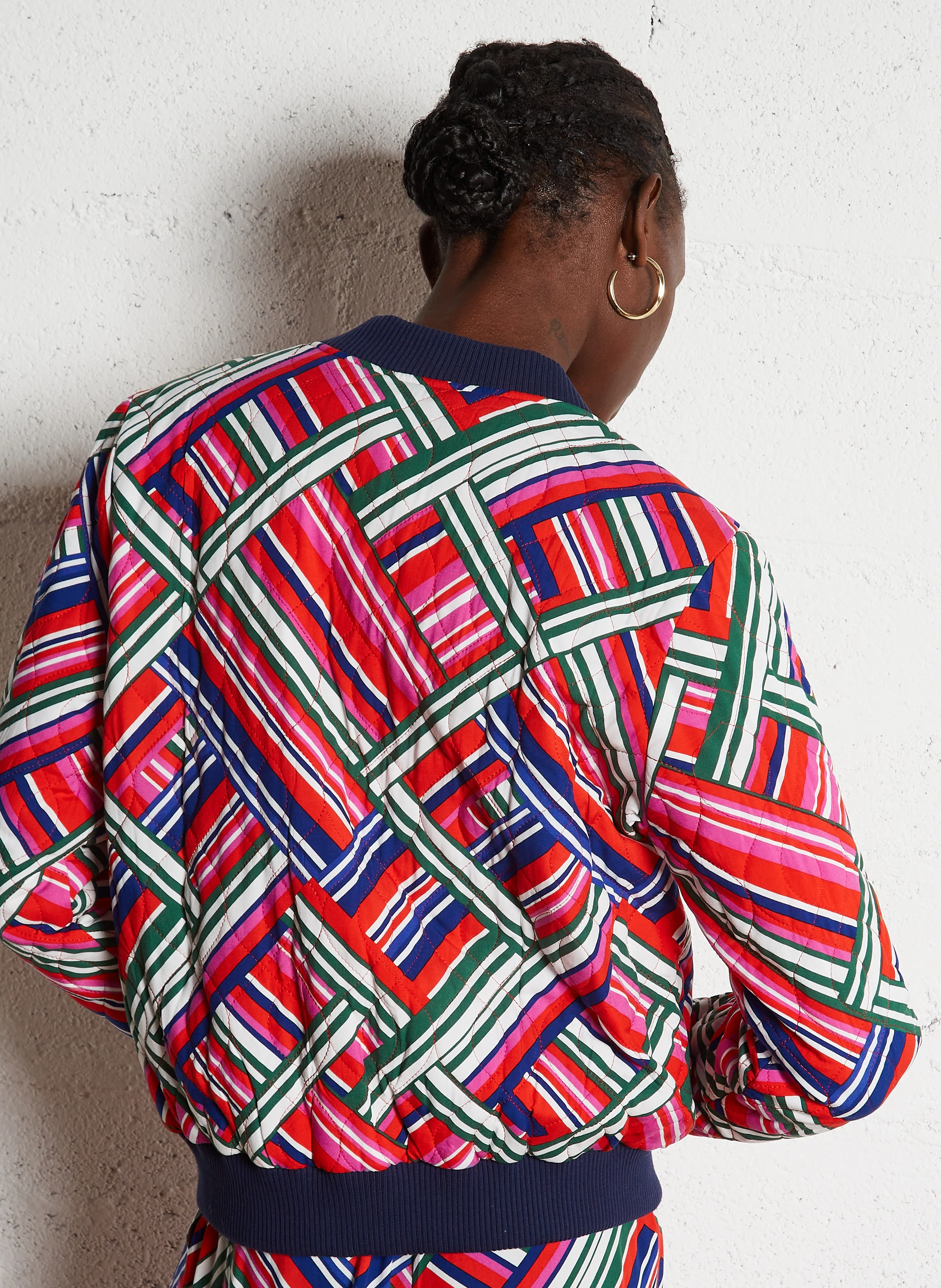 VICKY - Blouson col teddy ample imprimé | Multicolore