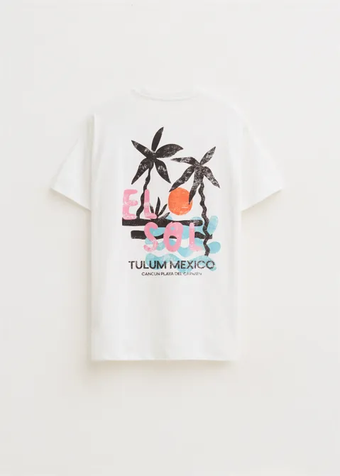 T-shirt met print el sol wit (WIT)