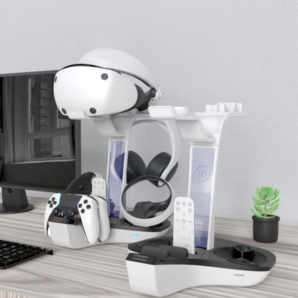 Sony PlayStation PS VR2 und DualSense Controller Ladestation inkl. Halterung für 1x PS VR2 Brille / 1x Headset / 1x Fernbedienung - Weiss