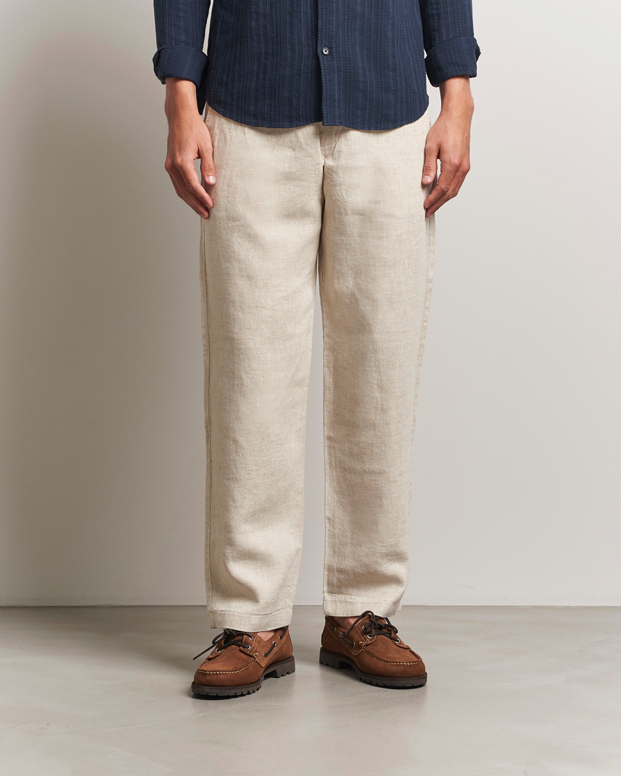 NN07 Aden Regular Fit Linen Trousers Oat