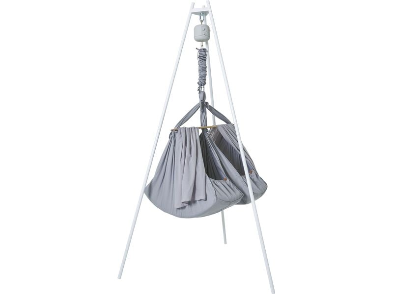 Membantu Babyhängematte Premium Set Zwillinge Grey Doppelschaukel mit Motor