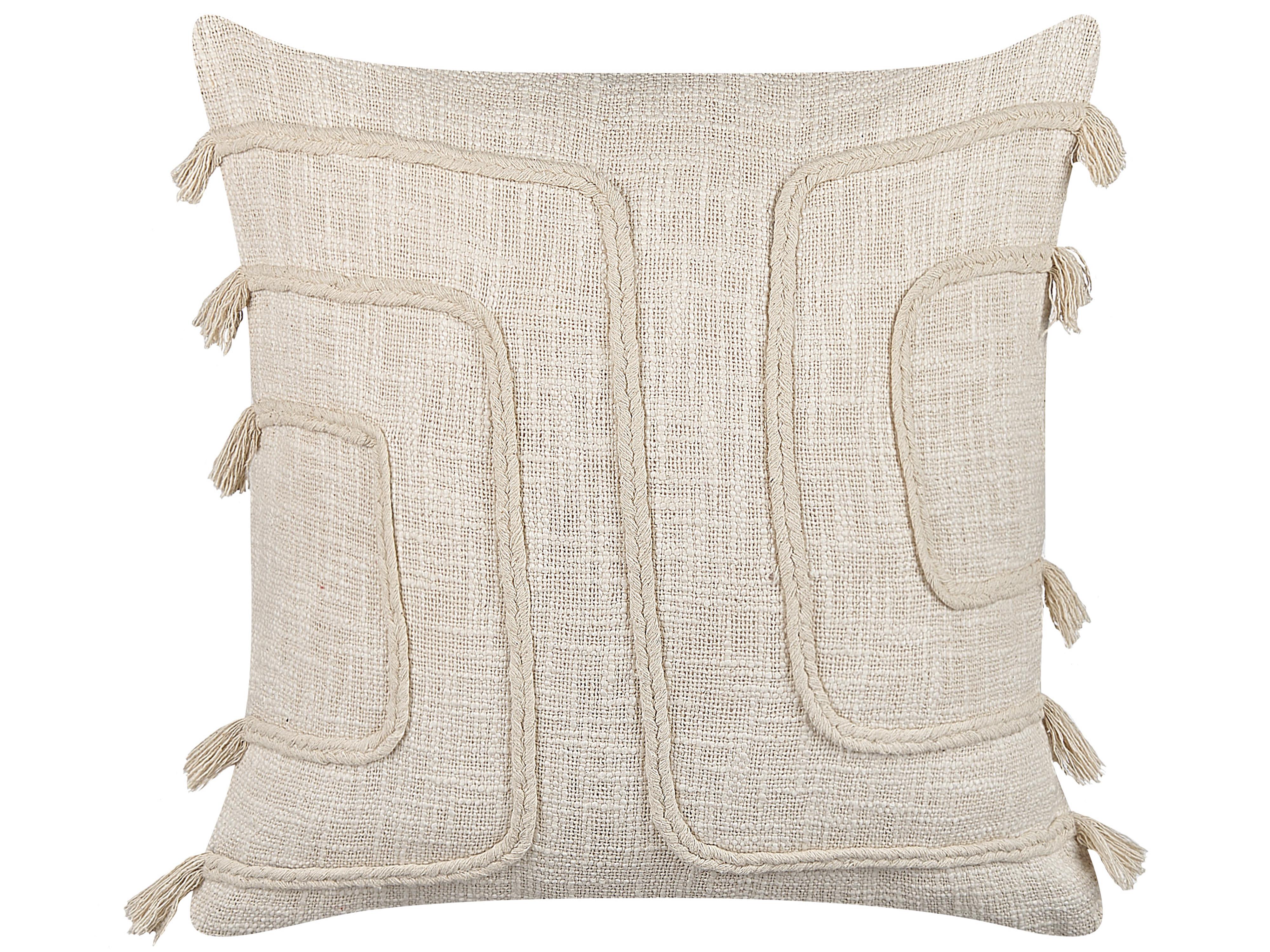 Set van 2 sierkussens PLEIONE Katoen 45 x 45 cm Lichtbeige geometrisch patroon