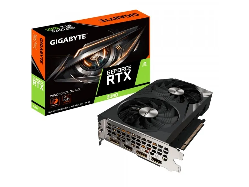 GIGABYTE RTX 3060 Windforce OC 12G, GeForce RTX 3060, 12 GB, GDDR6, 192 Bit, 7680 x 4320 pixel, PCI Express x16 4.0 - LHR