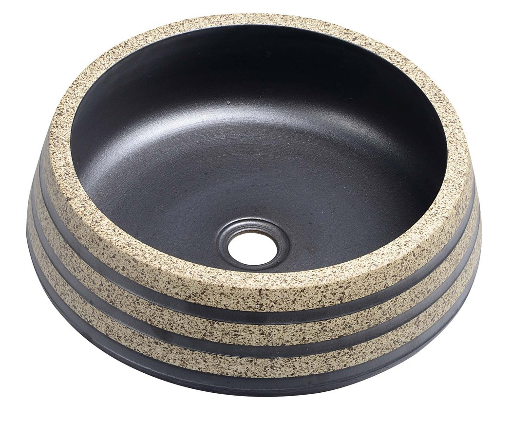Sapho Priori keramische ronde waskom 41cm zwart/steen