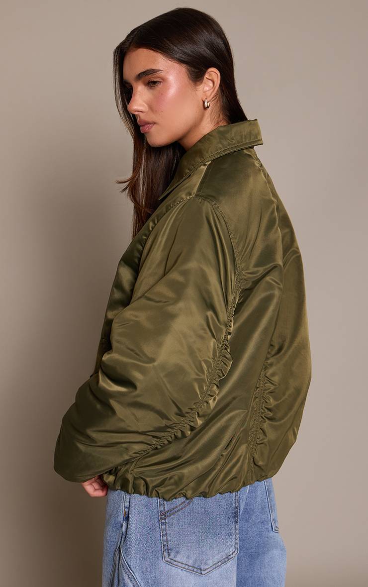 Vert Olive Veste Bomber Oversize À Manches Cocon