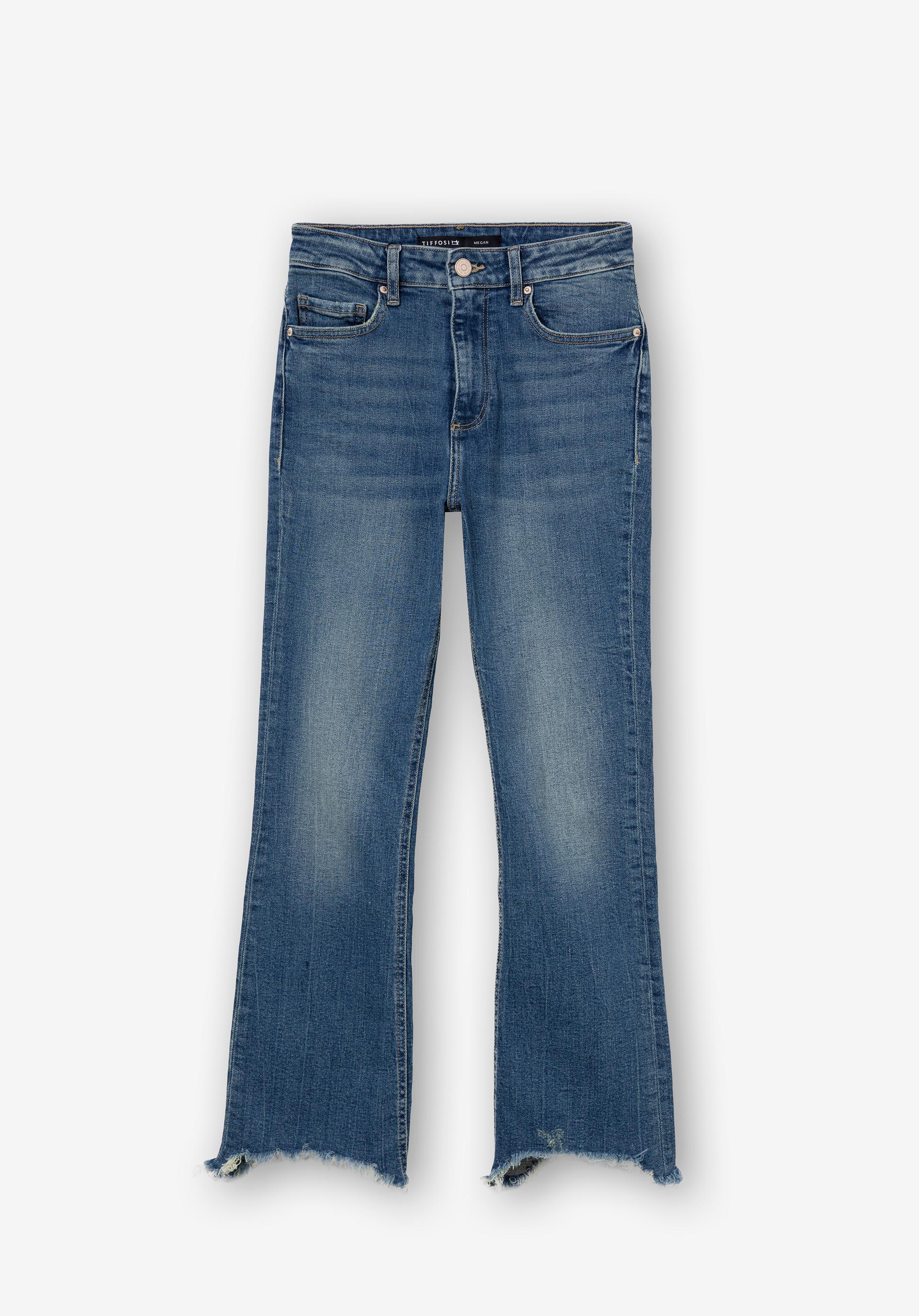 Jeans Megan Cropped Flare Cintura Alta