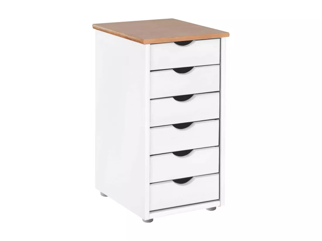 Gava | Commode à 6 tiroirs en pin blanc et nature