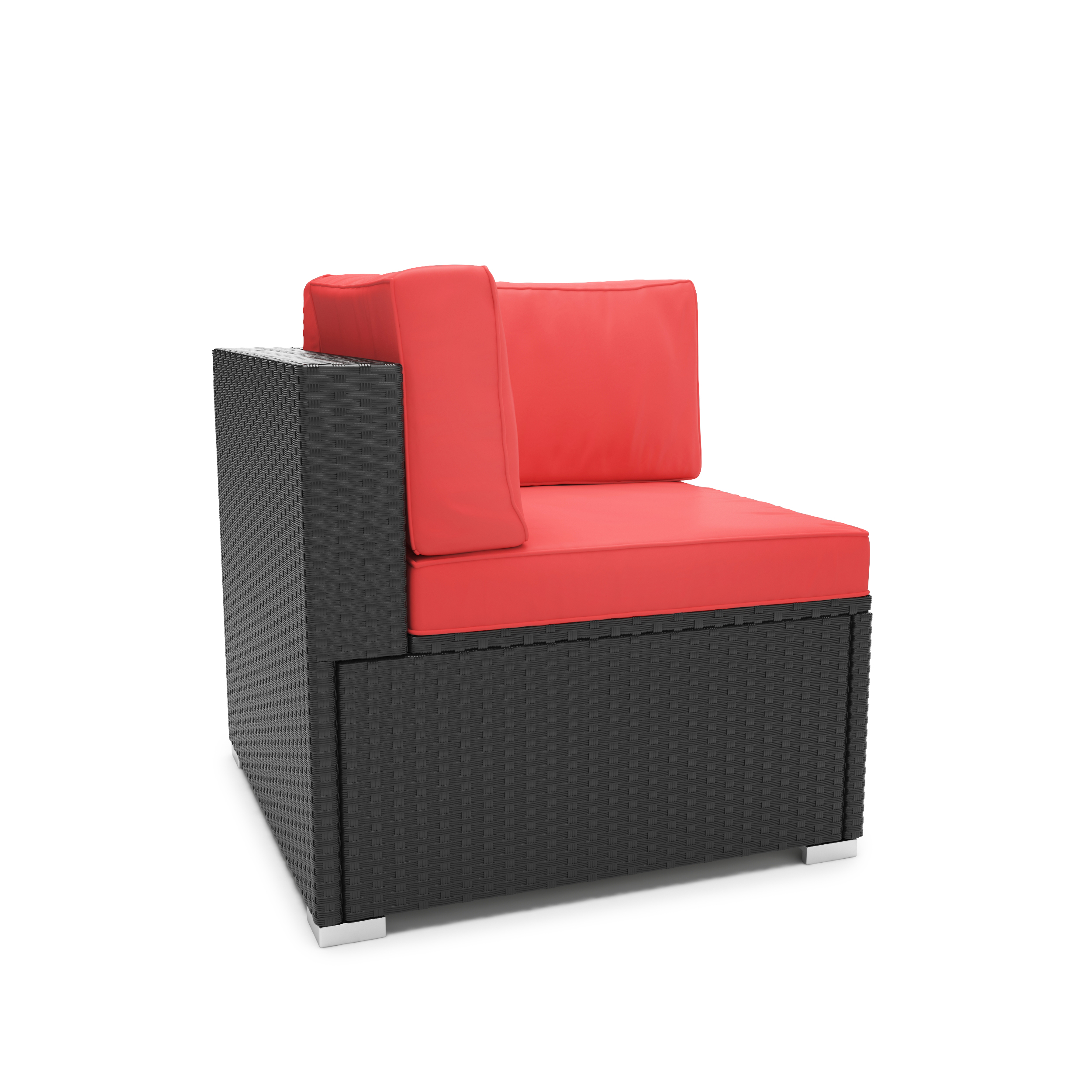 Eckteil Rattanlounge KRETA schwarz/rot