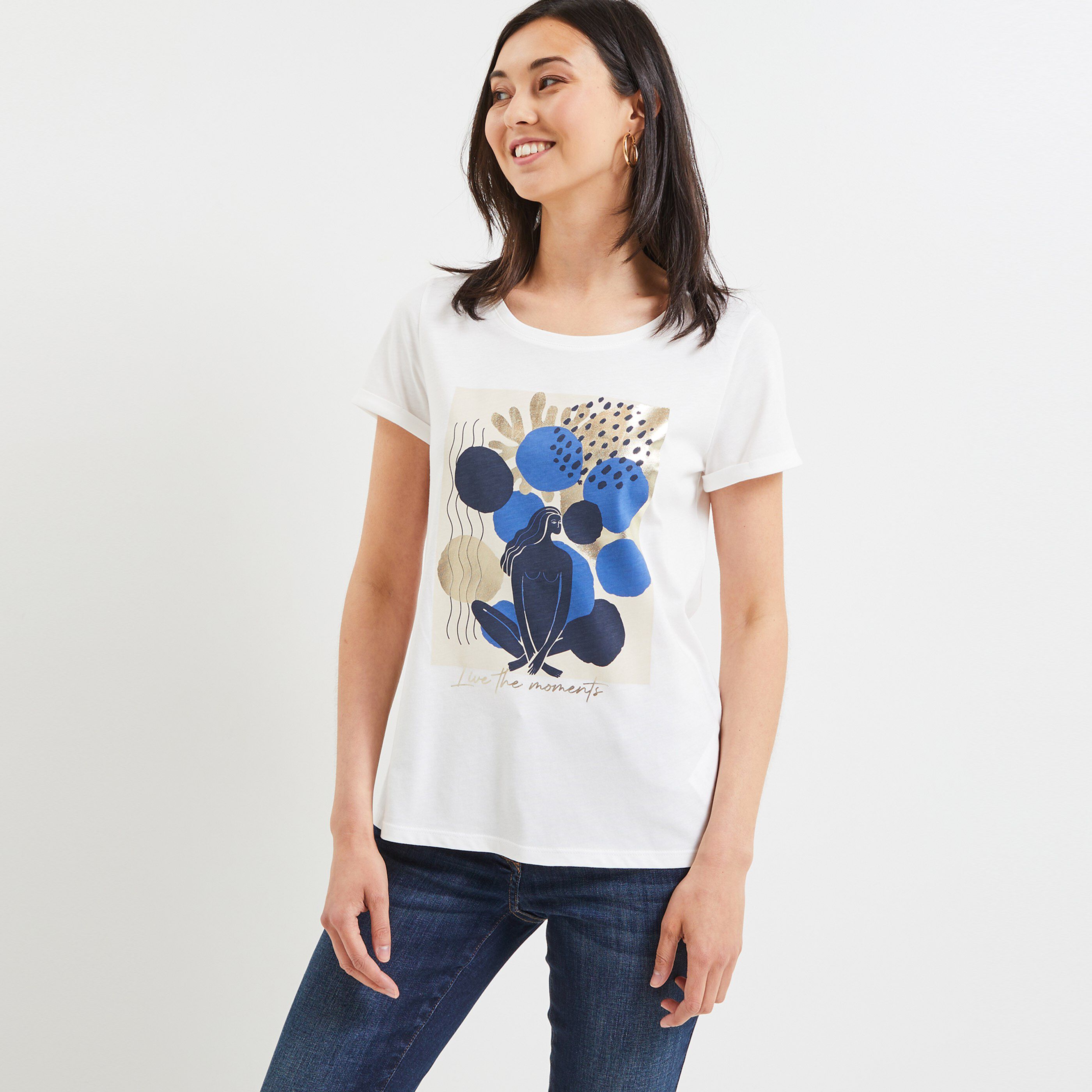 Tshirt print femme - BLANC CASSE
